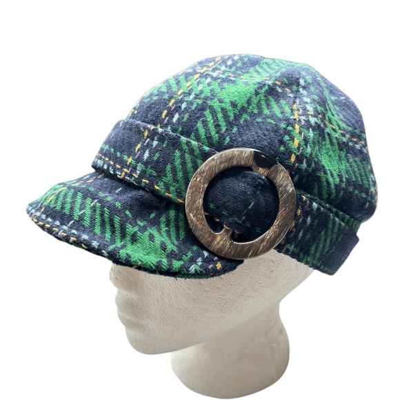 Vintage Scala Pronto Womens Tartan Plaid Newsboy Cabbie Hat Wool Blend One Size - Picture 1 of 11